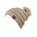 New CC Brand Exclusive Soft Stretch Cable Knit Faux Fur Pom Pom CC Beanie Hat  eb-88702814